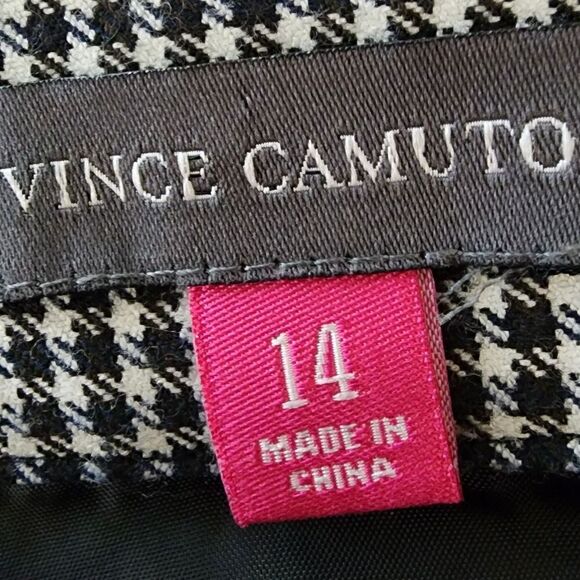 VINCE CAMUTO BLACK AND WHITE PLEATED HOUNDSTOOTH SKIRT PLUS SIZE 14 - Picture 6 of 6